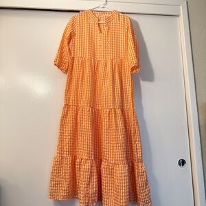 Orange Gingham Maxi Dress